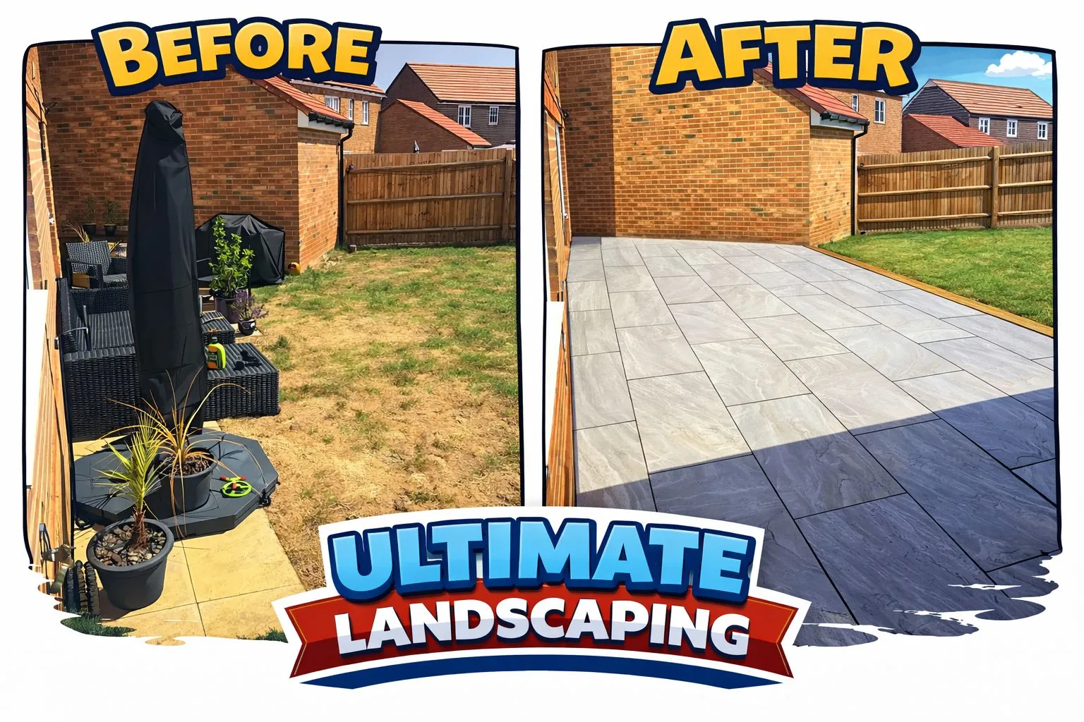 Before and after landscaping transformation - garden project in Orpington