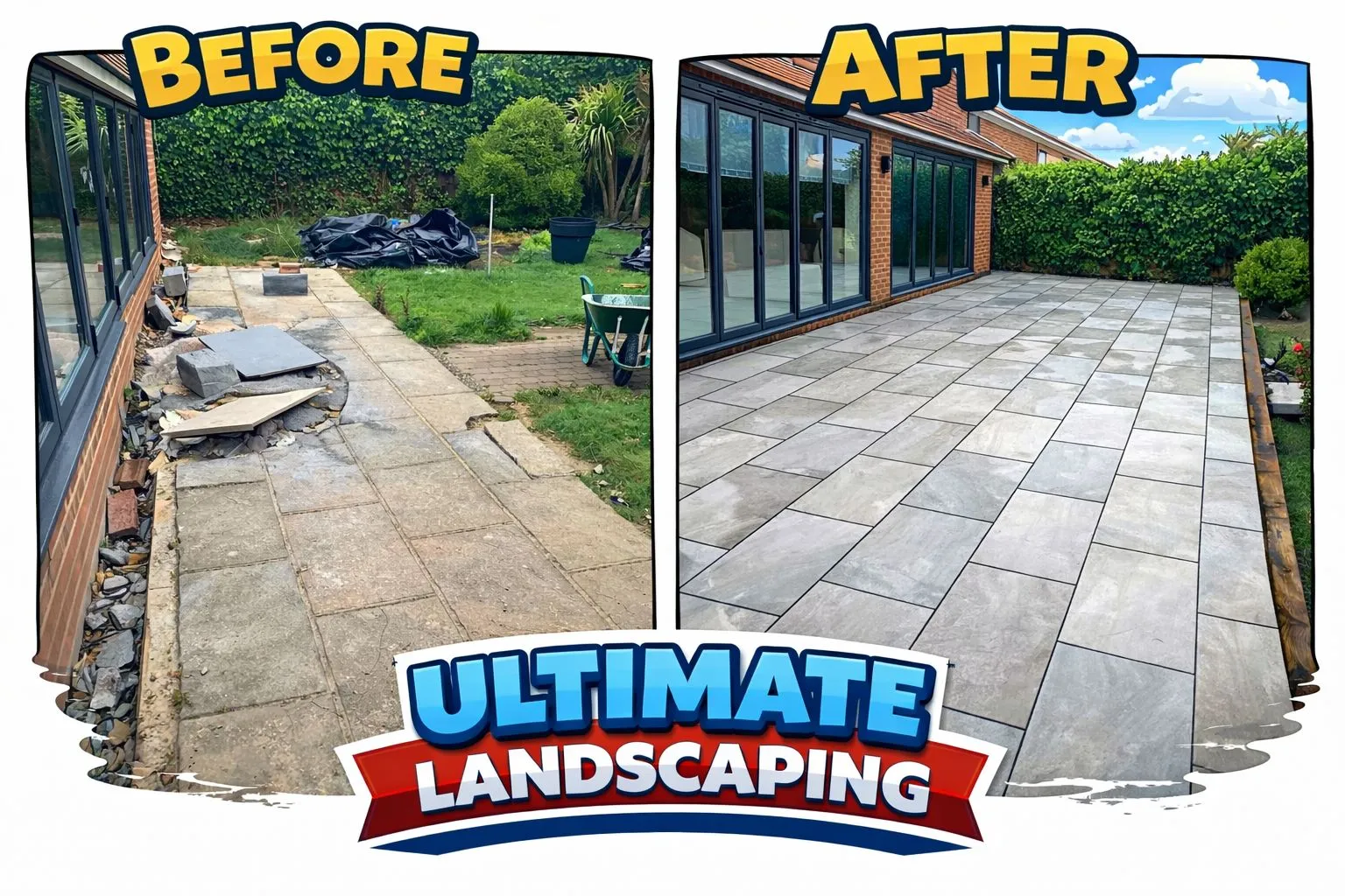 Before and after landscaping transformation - driveway project in Maidstone